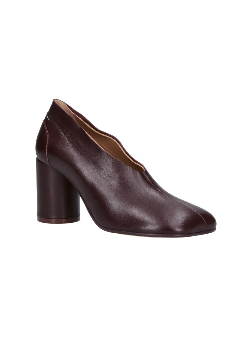 Mm6 By Maison Margiela Scalloped Edge Rounded Toe Mid-Block Heel Pumps