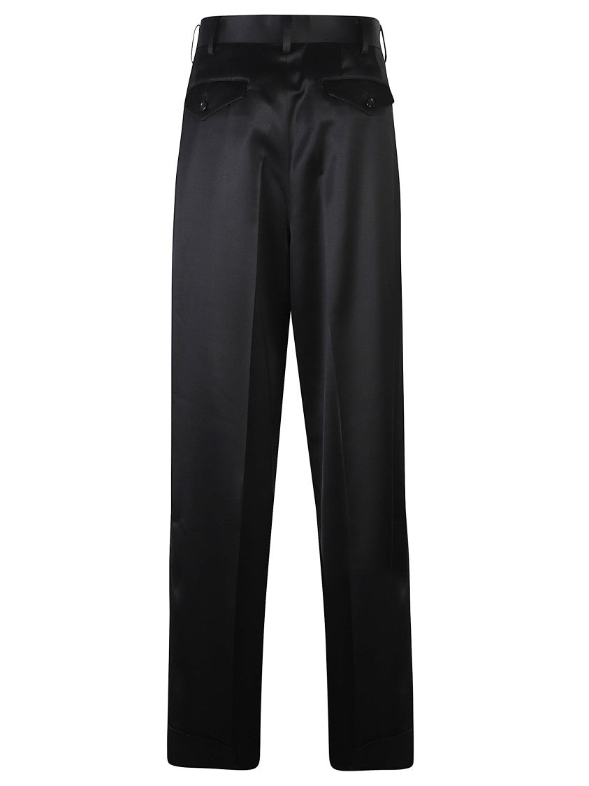 Junya Watanabe Black Belt Loops Wool Straight-Leg Pants