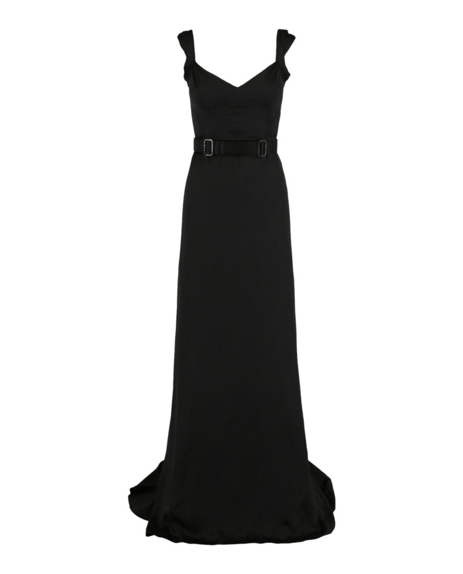 Bottega Veneta Silk Cap Sleeve Belted Gown