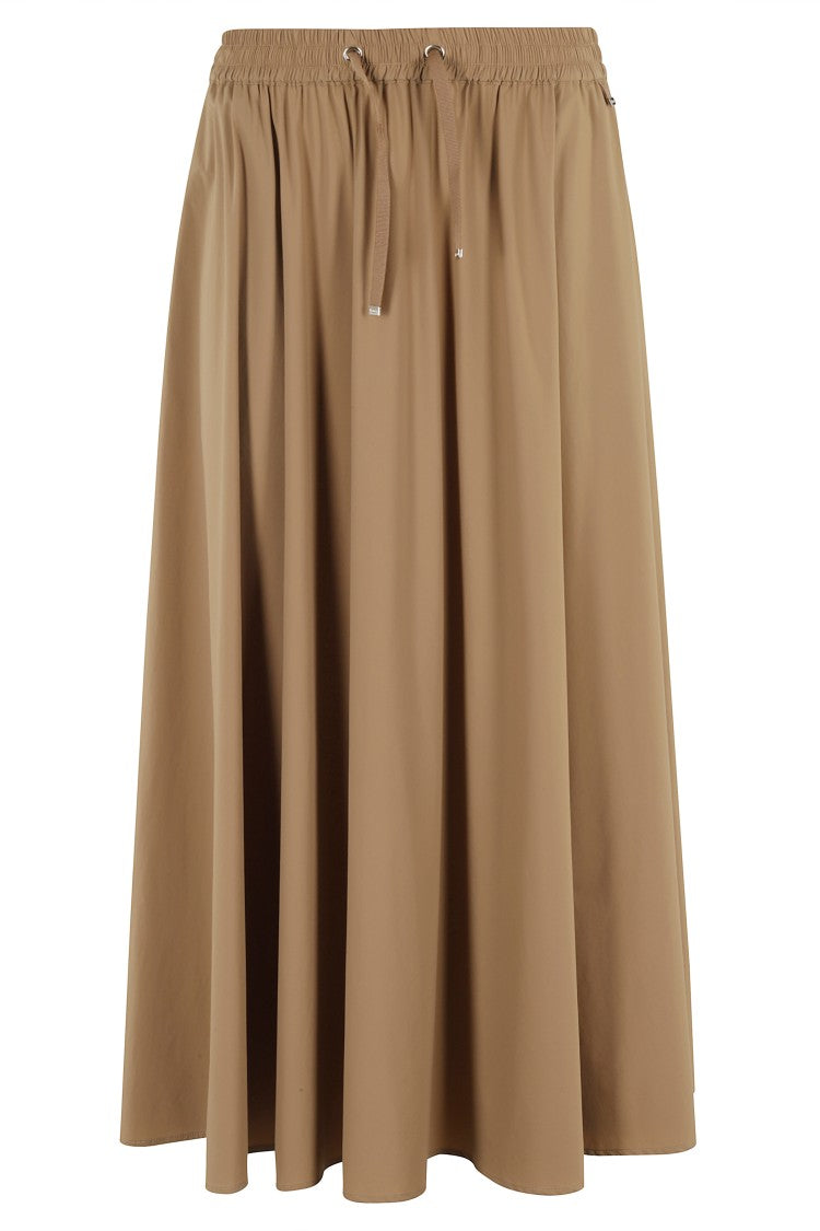 Herno Flared Skirt In Camel Lightweight Nylon Stretch
