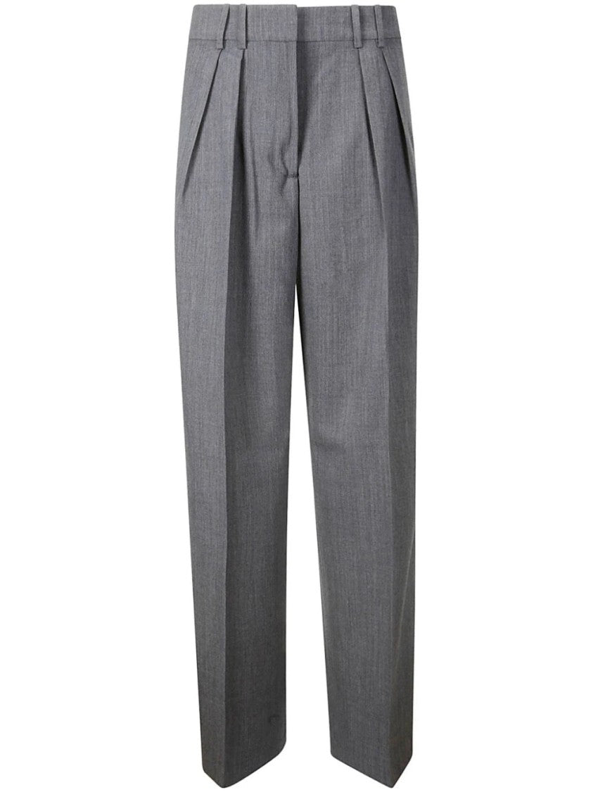 Róhe Grey Pleated Slim-Fit Trousers