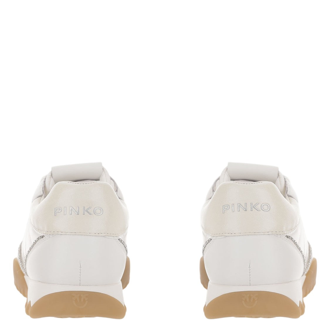 Pinko White Fabric Glitter Panel Sneakers