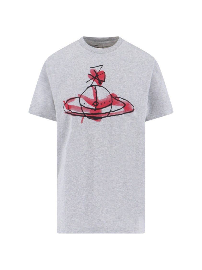 Vivienne Westwood Grey Cotton T-Shirt With Round Neckline