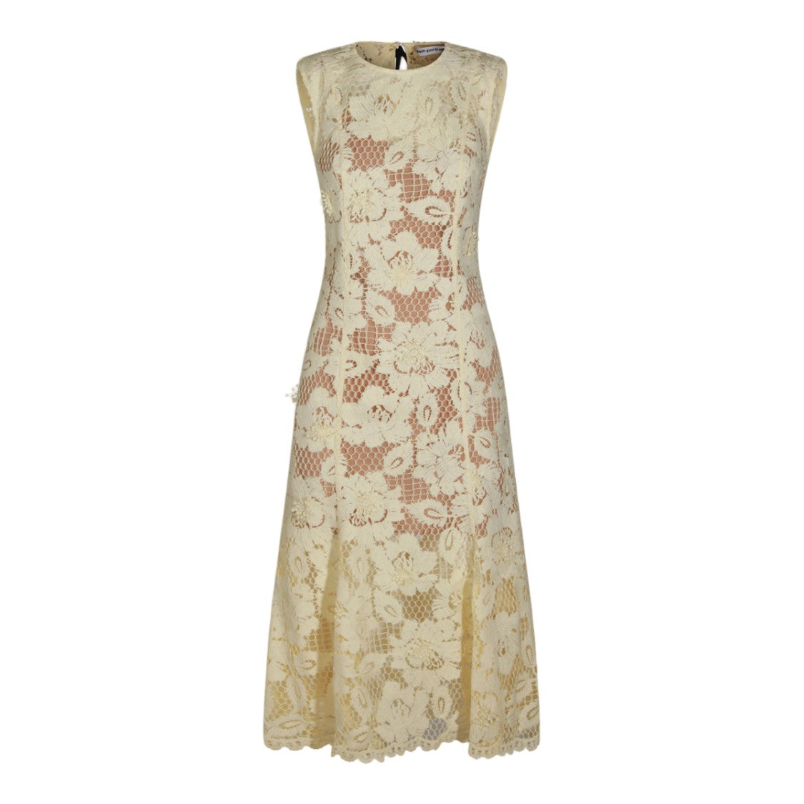 Self-Portrait Lace Overlay Midi Dress With Scalloped Hem