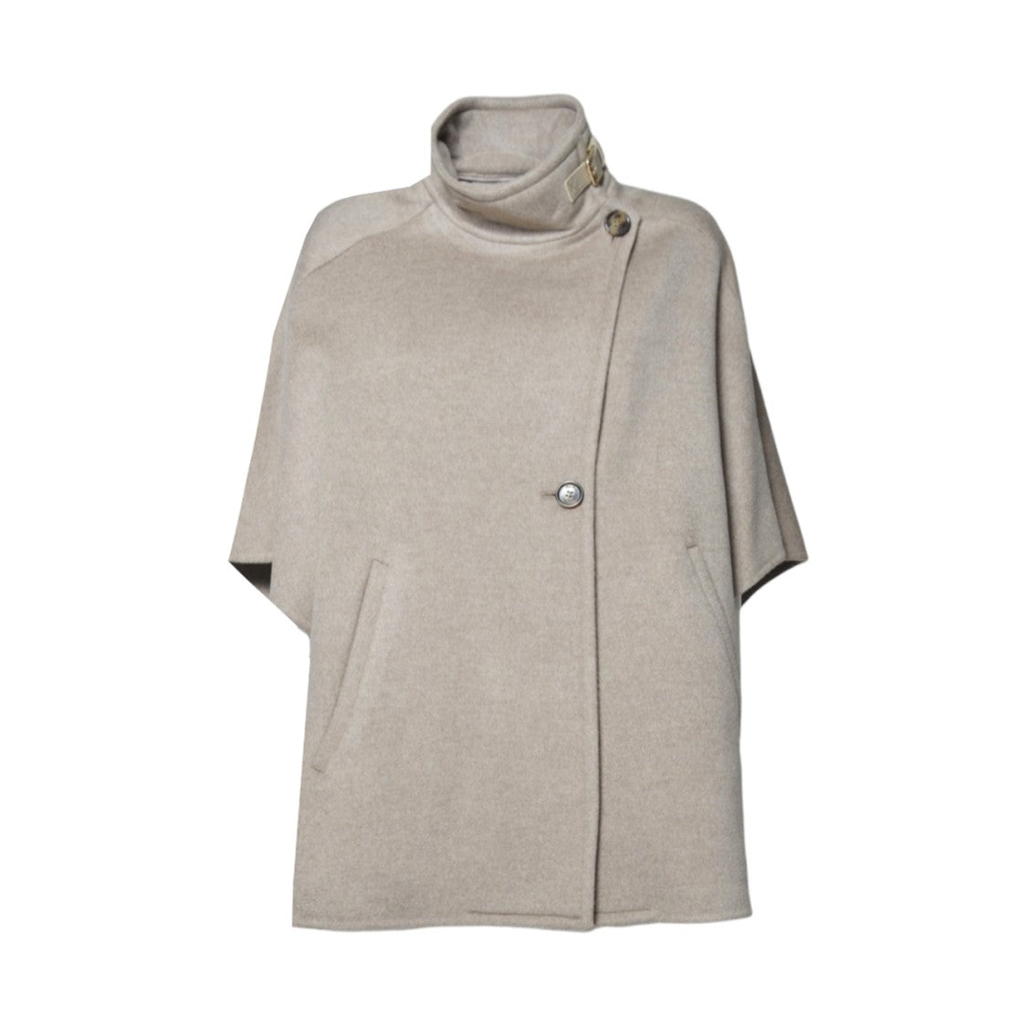 Max Mara Relaxed Fit Cashmere Coat With High Collar And Unique Button Closure