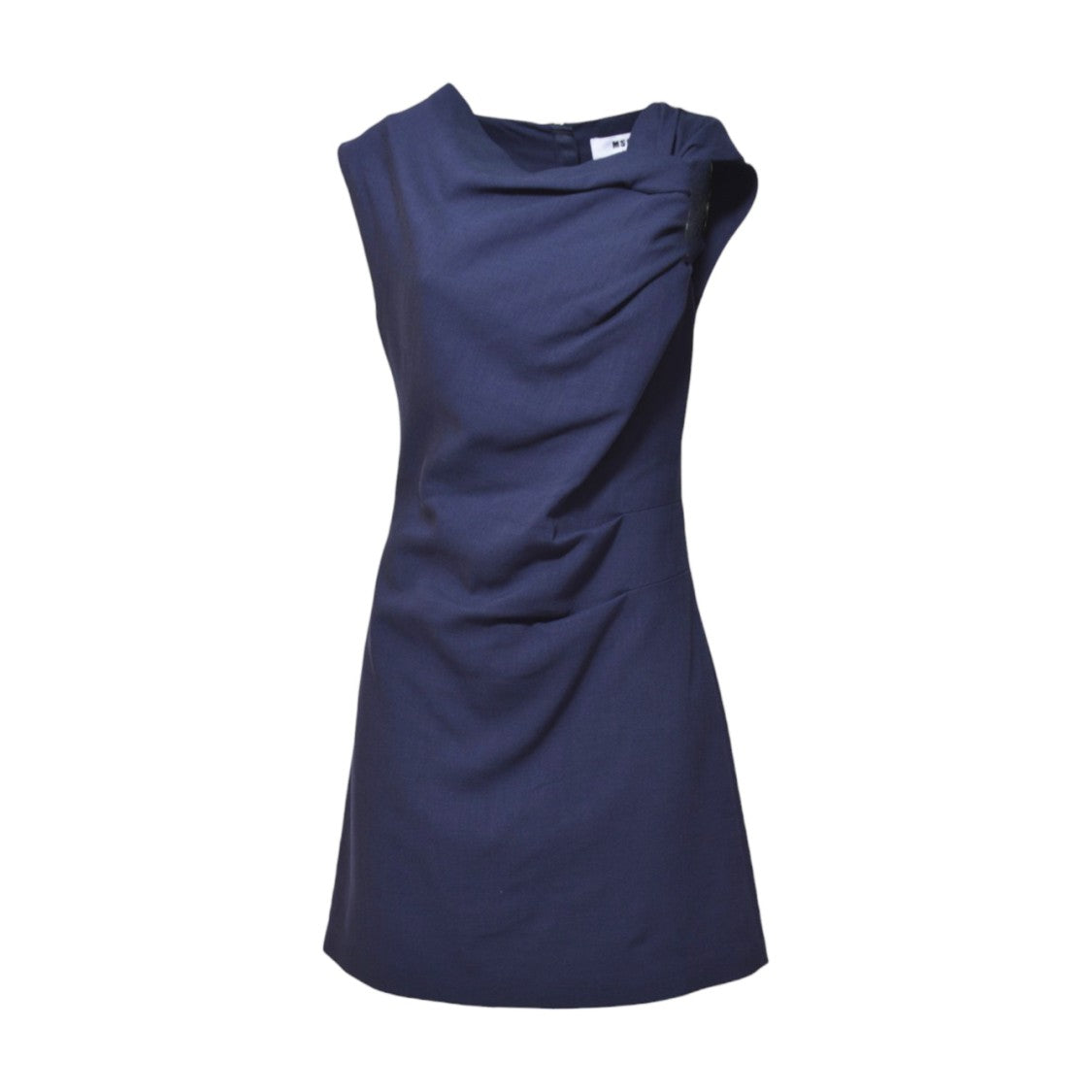 Msgm Blue Viscose Short Dress With Drape