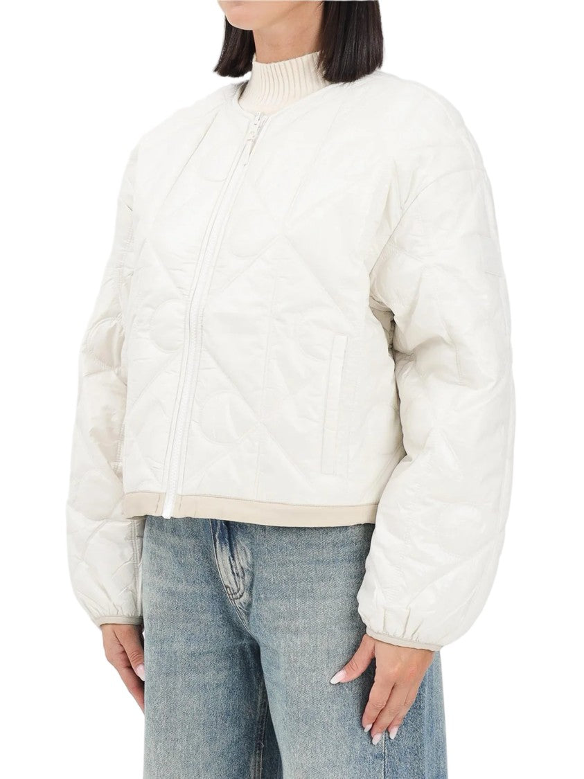 Calvin Klein Boxy Cropped Padded Coat With Zip Closure And Diamond Stitching