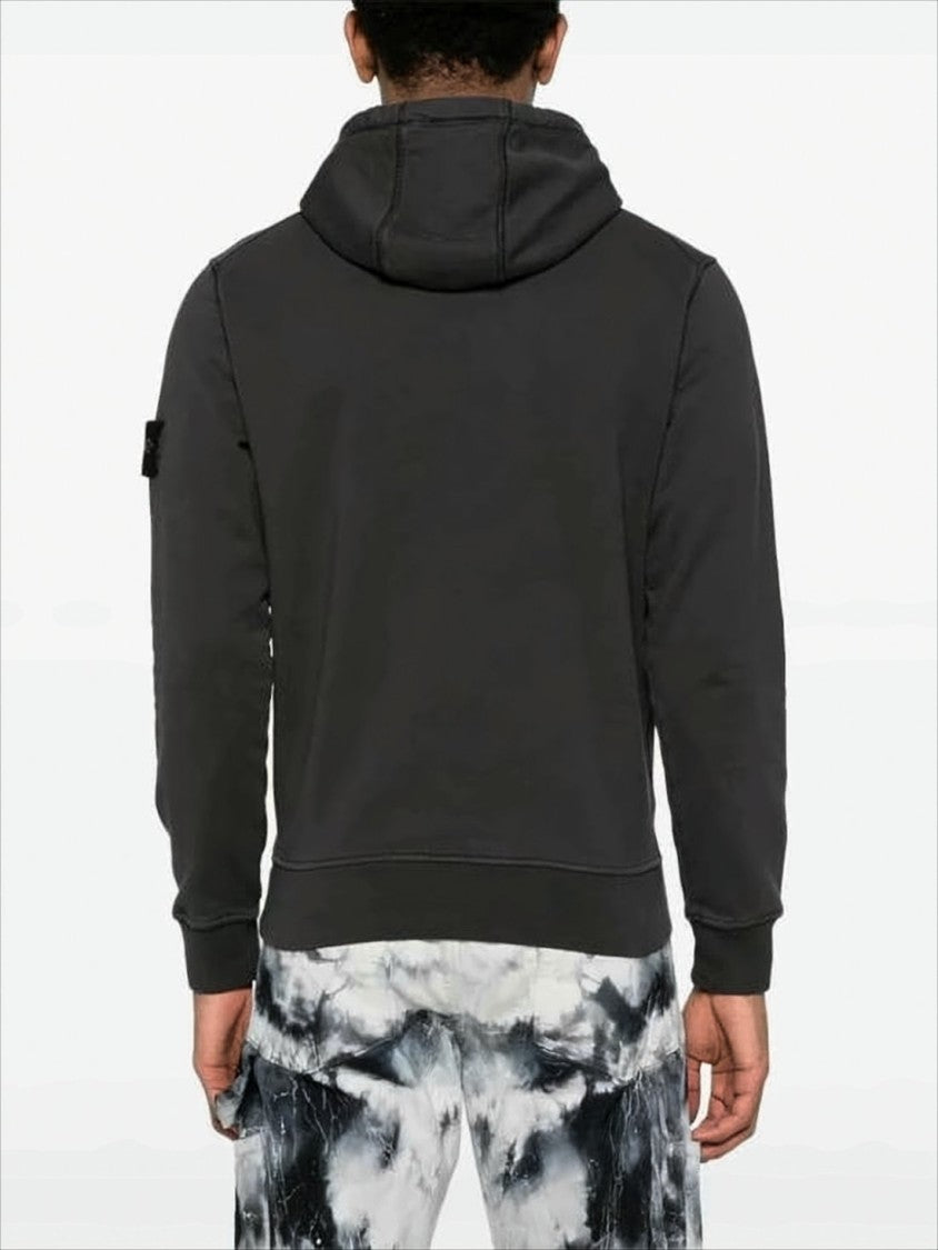 Stone Island Classic Black Hoodie With Kangaroo Pocket