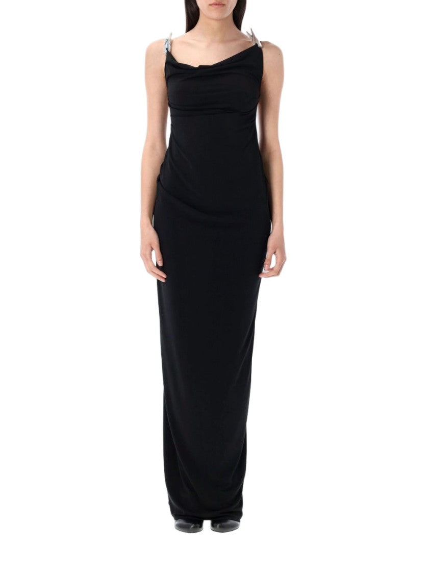 Coperni Black Draped Bodice Open Back Dress
