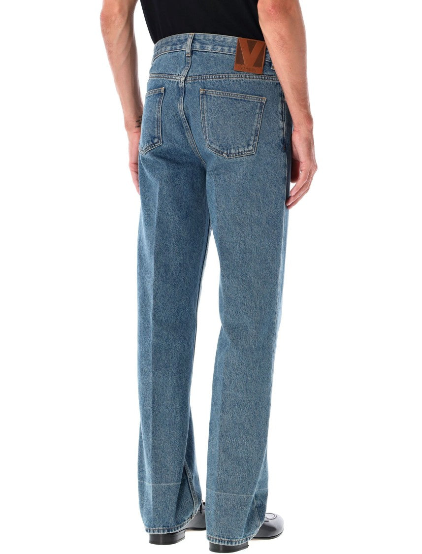 Valentino Garavani Contemporary Straight-Cut Blue Denim Jeans