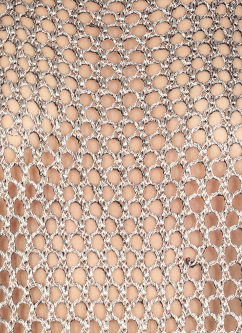 Avant Toi All-Over Net Pattern Grey Viscose Top