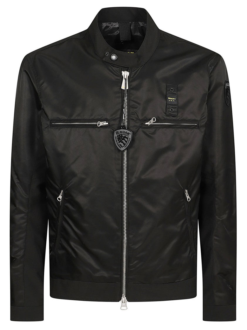 Blauer Mid-Season Black Jacket With Zippered Cuffs And Minimalist Design