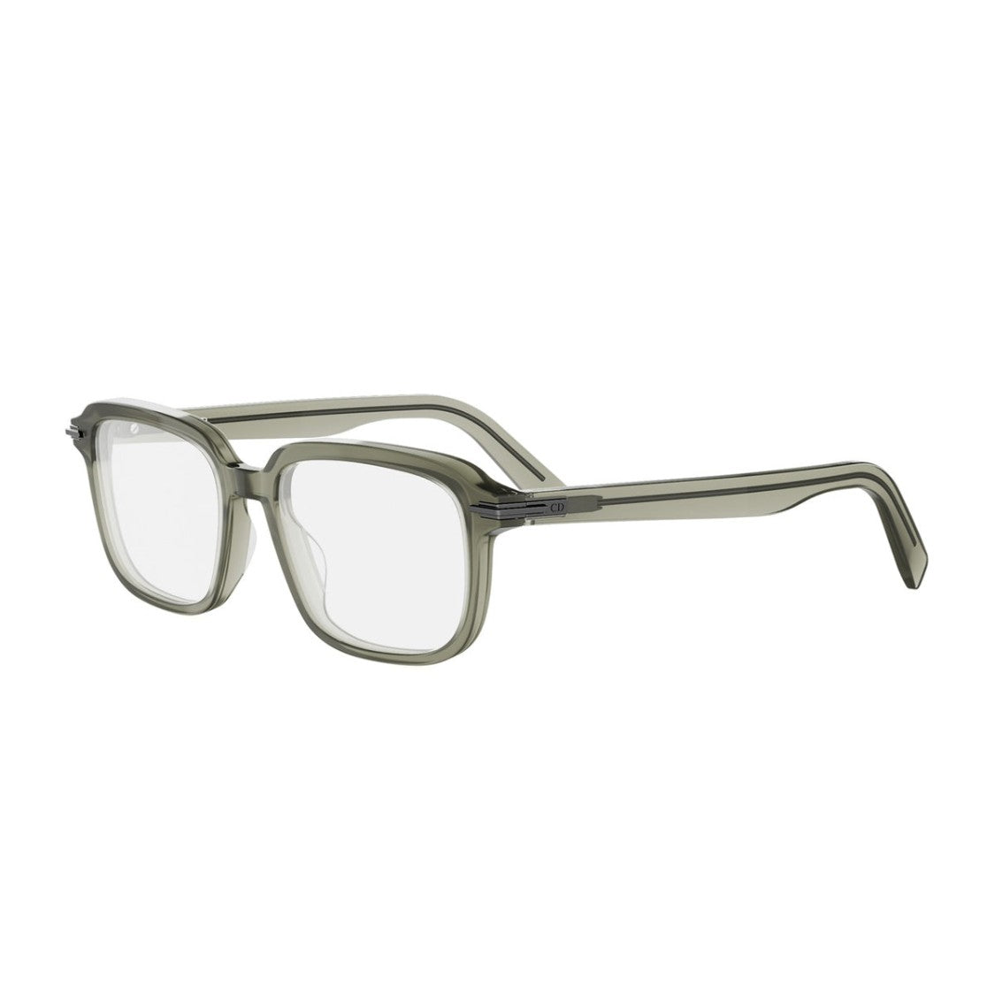 Dior Sage Green Acetate Eyeglasses With Square Contours And Metallic Accents