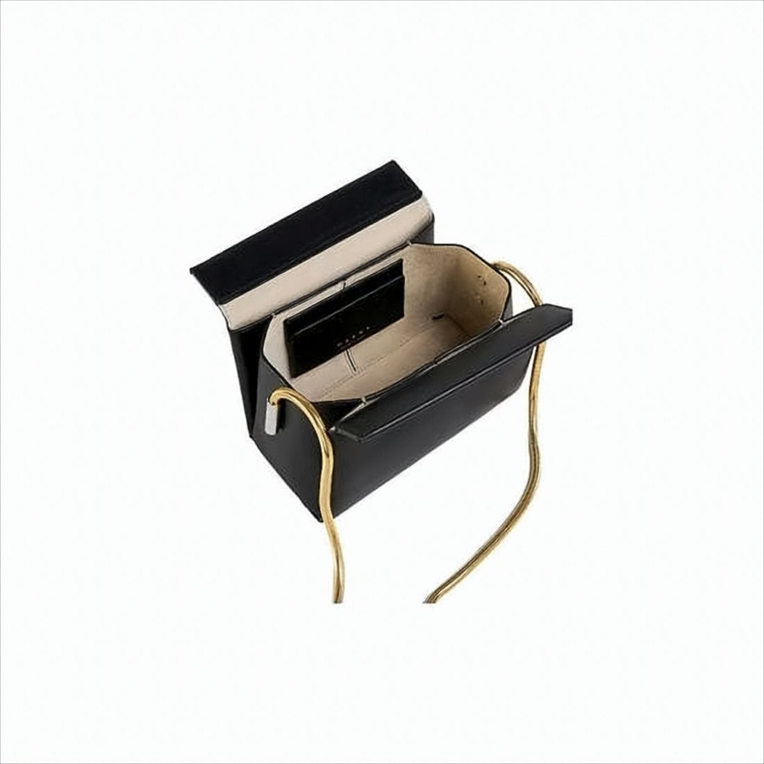 Marni Sleek Rectangular Leather Crossbody Bag With Gold-Tone Strap