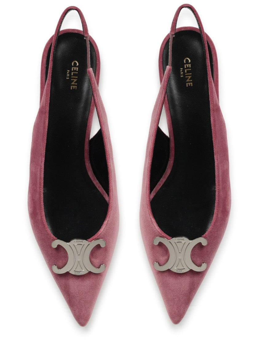 Celine Burgundy Alma Triomphe Velvet Flats
