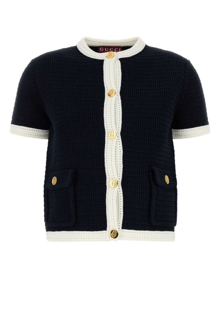 Gucci Midnight Blue Stretch Crochet Cardigan