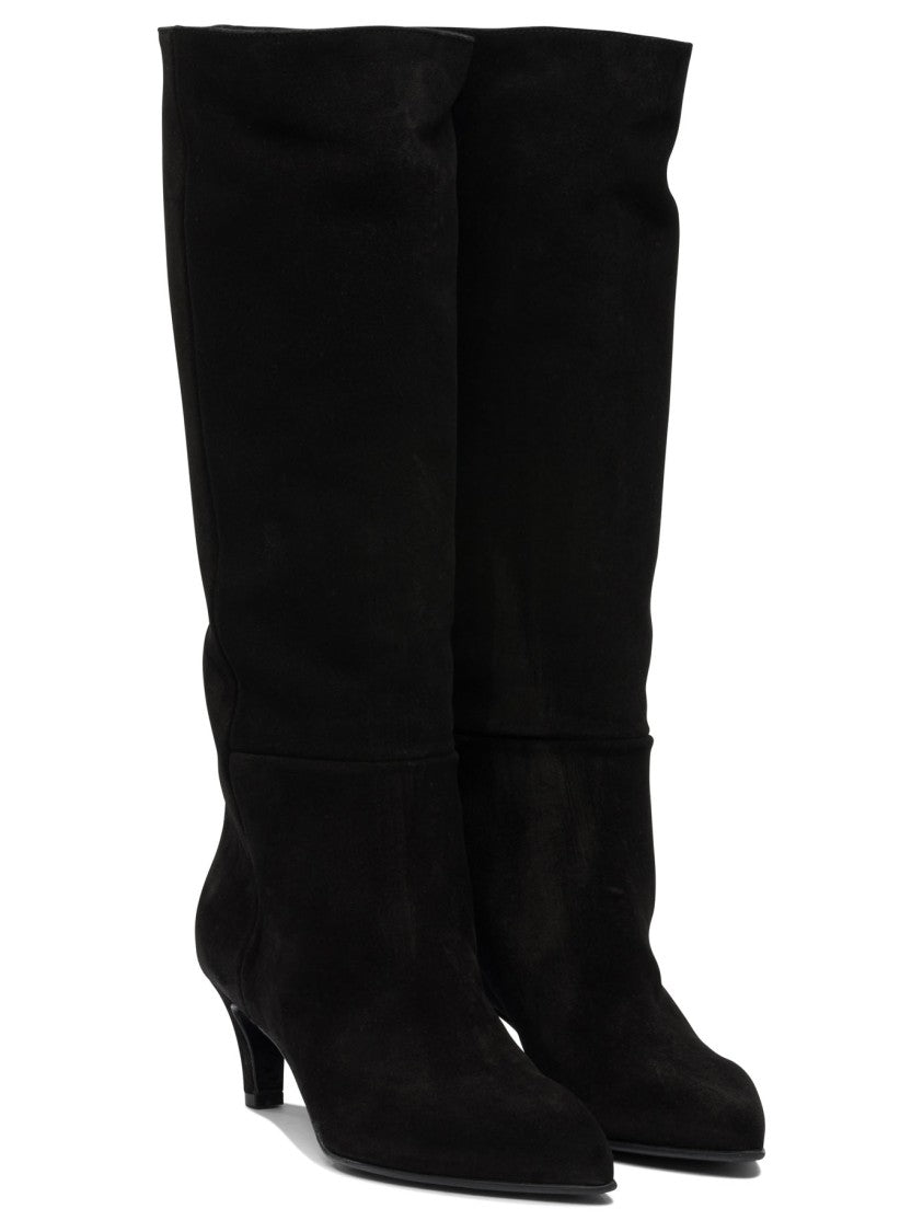Strategia Pointed Toe Black Knee-High Boots