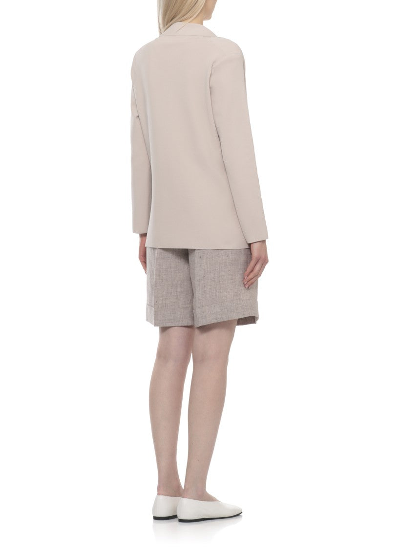 D. Exterior Beige Viscose Embellished Double-Breasted Blazer