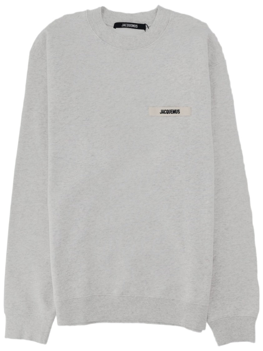 Jacquemus Heather Grey Minimalist Logo Patch Cotton Sweatshirt