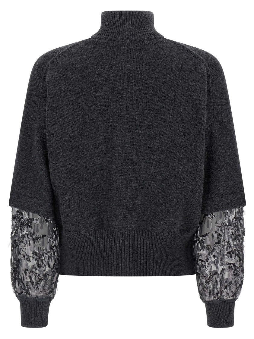 Brunello Cucinelli Sequin Sleeve Cardigan