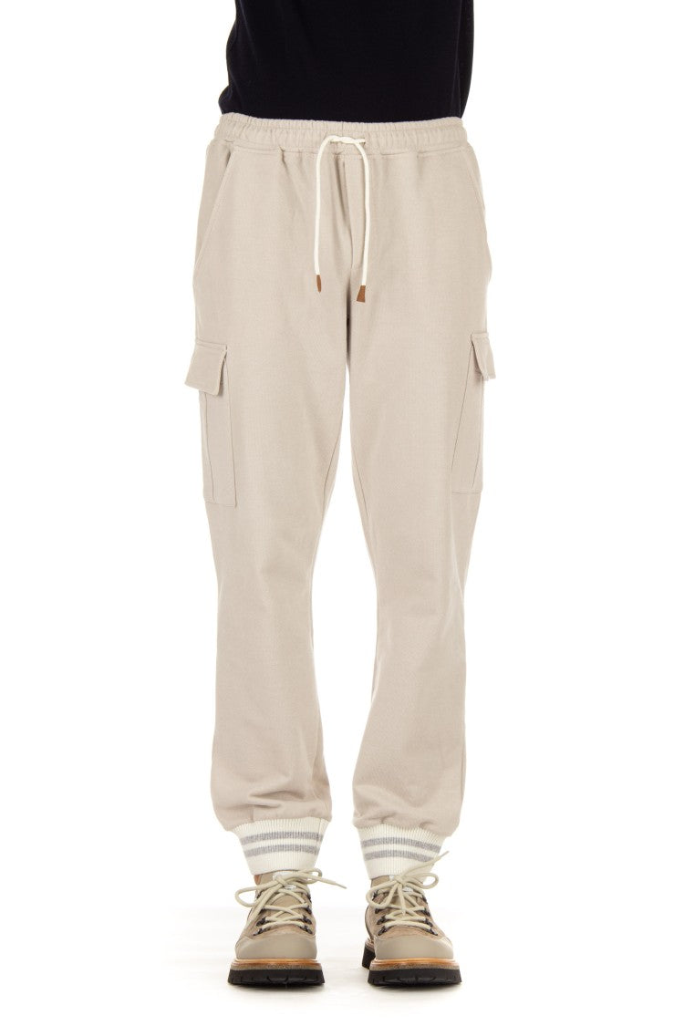 Eleventy Cargo-Style Sweatpants With Cashmere Accents And Adjustable Fit