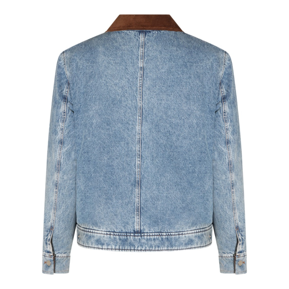 Ami Paris Light Blue Denim Jacket With Corduroy Collar