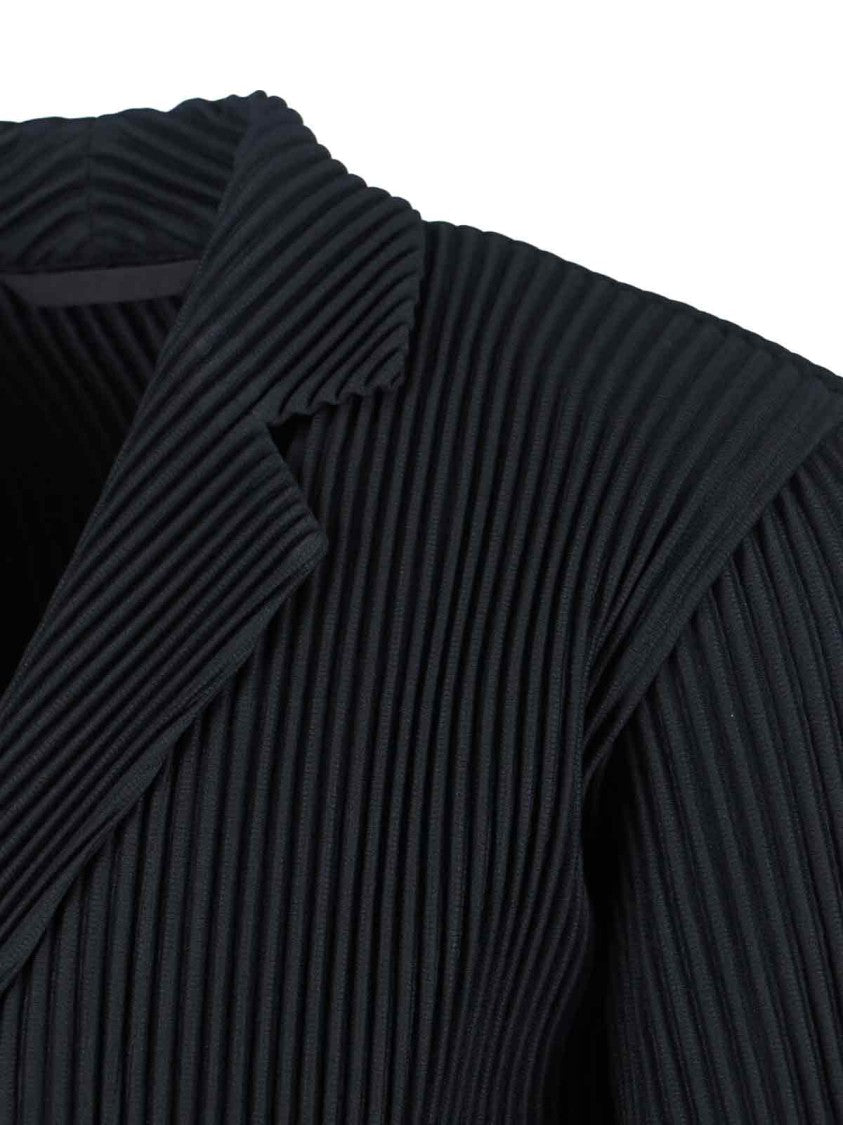 Homme Plissé Issey Miyake Minimalist Black Jacket With Cut
