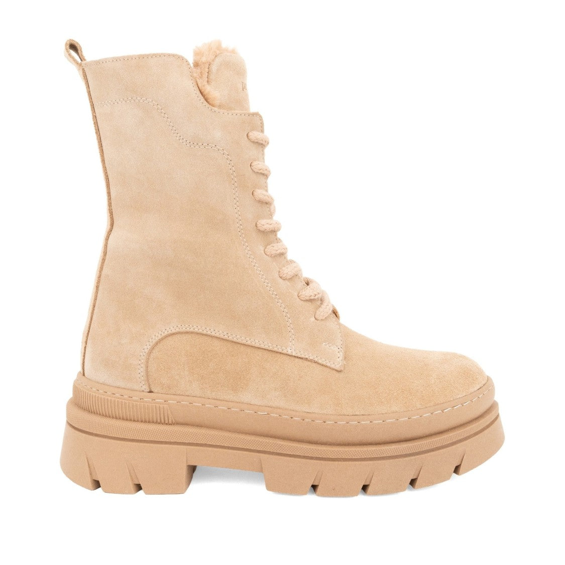 Prato Creativo Brown High Lace-Up Ridged Sole Suede Boots