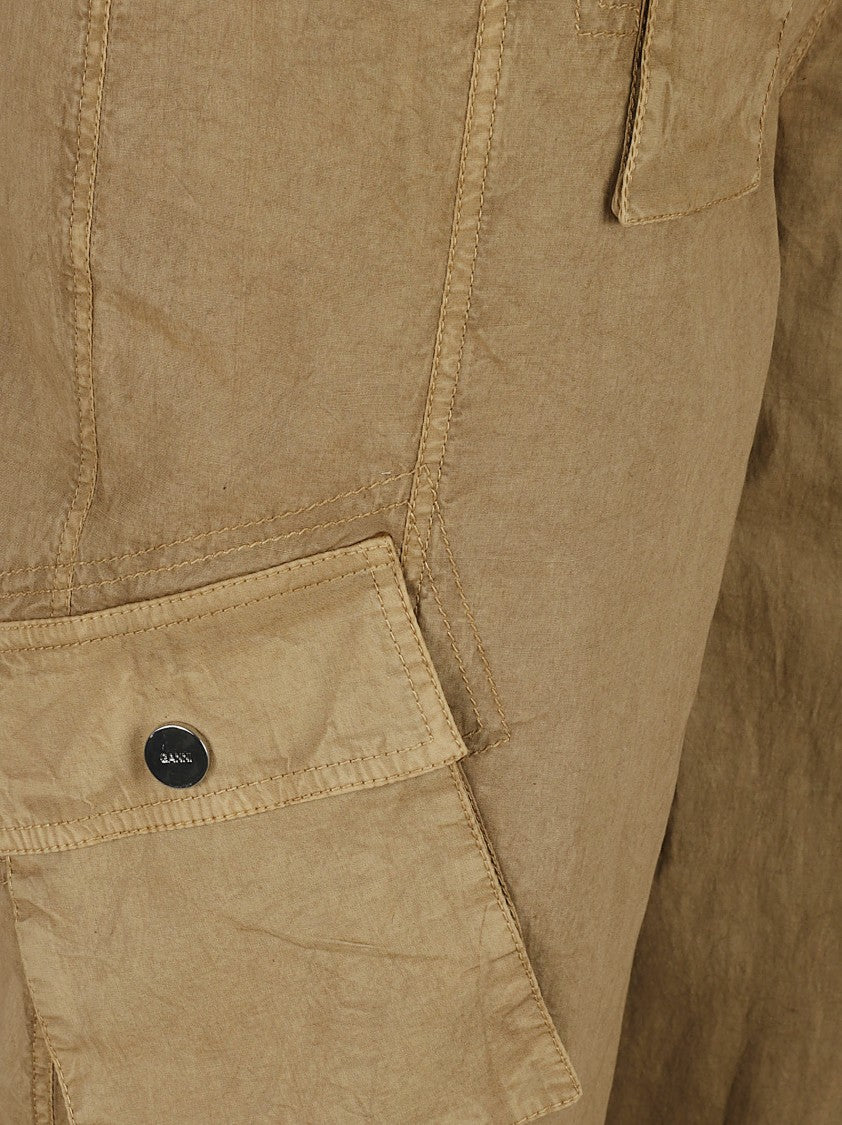 Ganni Relaxed-Fit High-Waisted Trousers With Belted Design