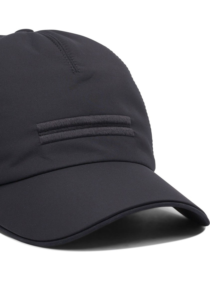 Zegna Structured Black Cap With Adjustable Strap