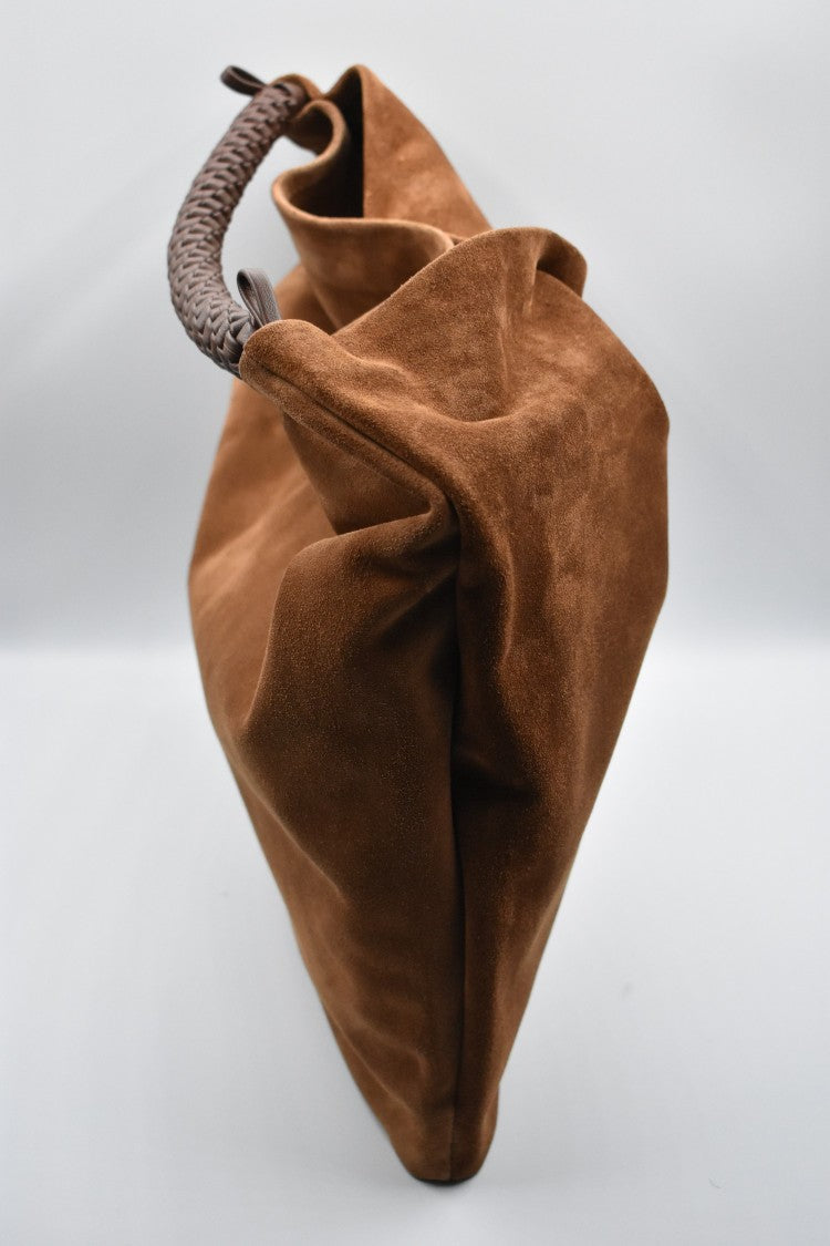 Orciani Soft Suede Shoulder Handbag With Braided Strap