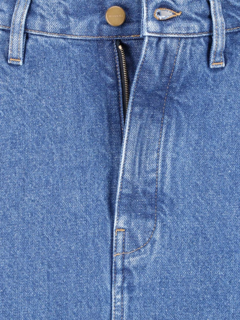 Jil Sander Blue Midi Front Slit Denim Skirt