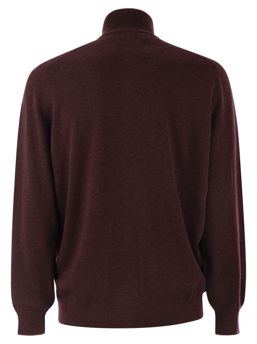 Brunello Cucinelli High-Necked Cashmere Sweater With Zip Opening