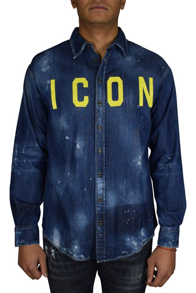 Dsquared2 Distressed Blue Denim Shirt