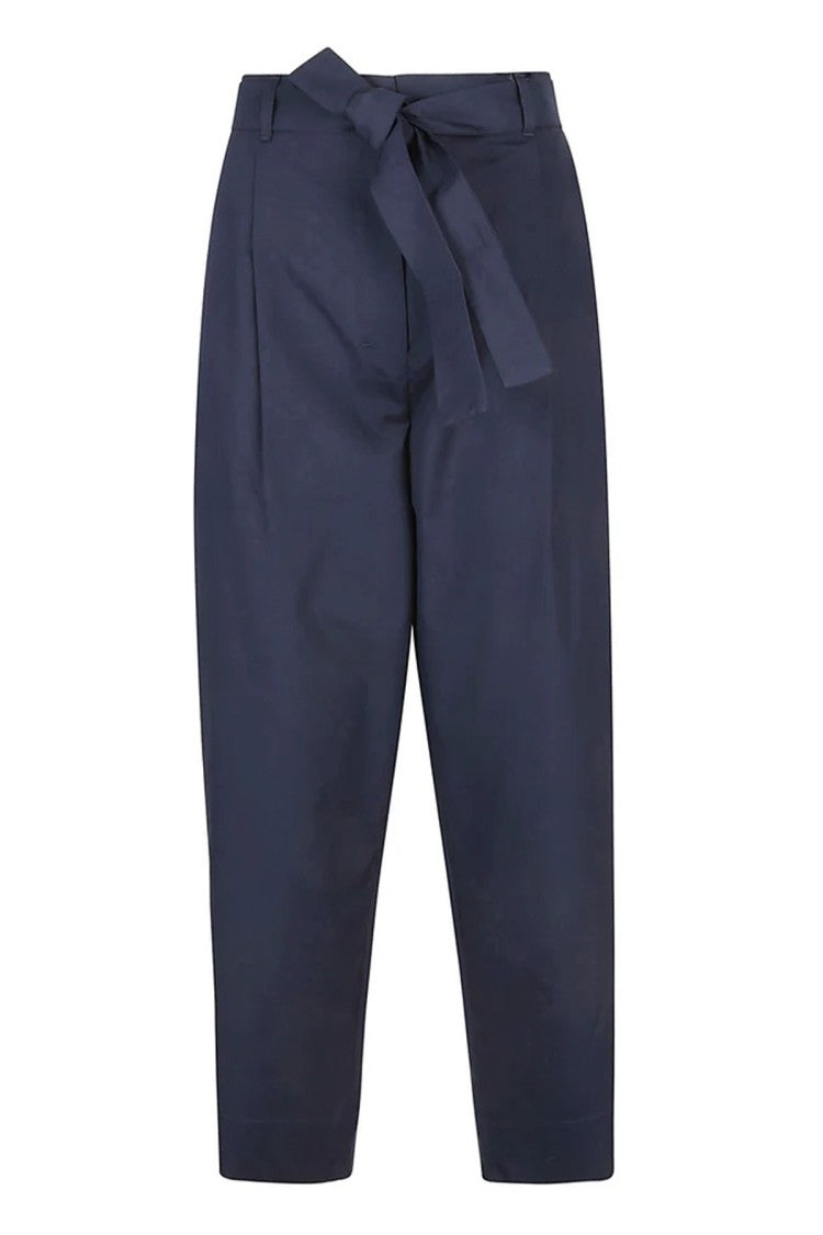Max Mara Blue Cotton-Blend Straight-Leg Pants