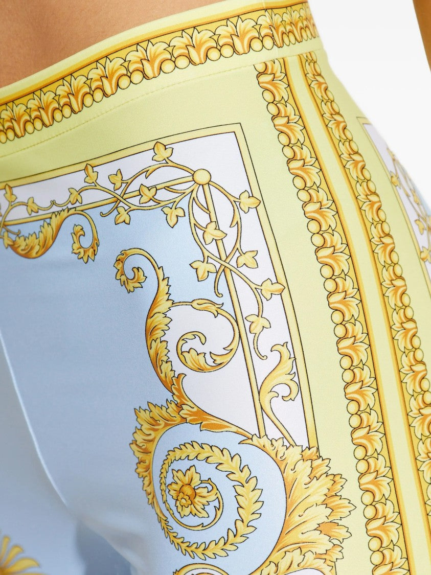 Versace Light Blue Baroque Pattern Work-Out Leggings