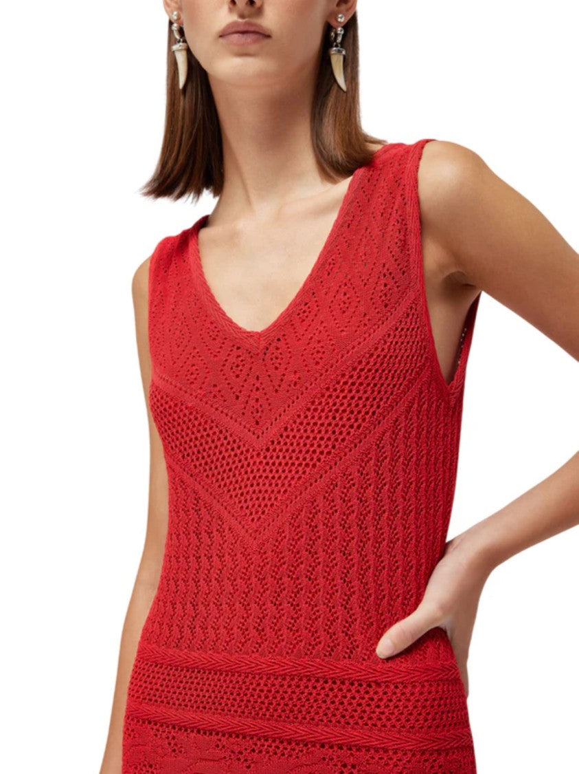 Blugirl Intricate V-Neck Crochet Maxi Dress