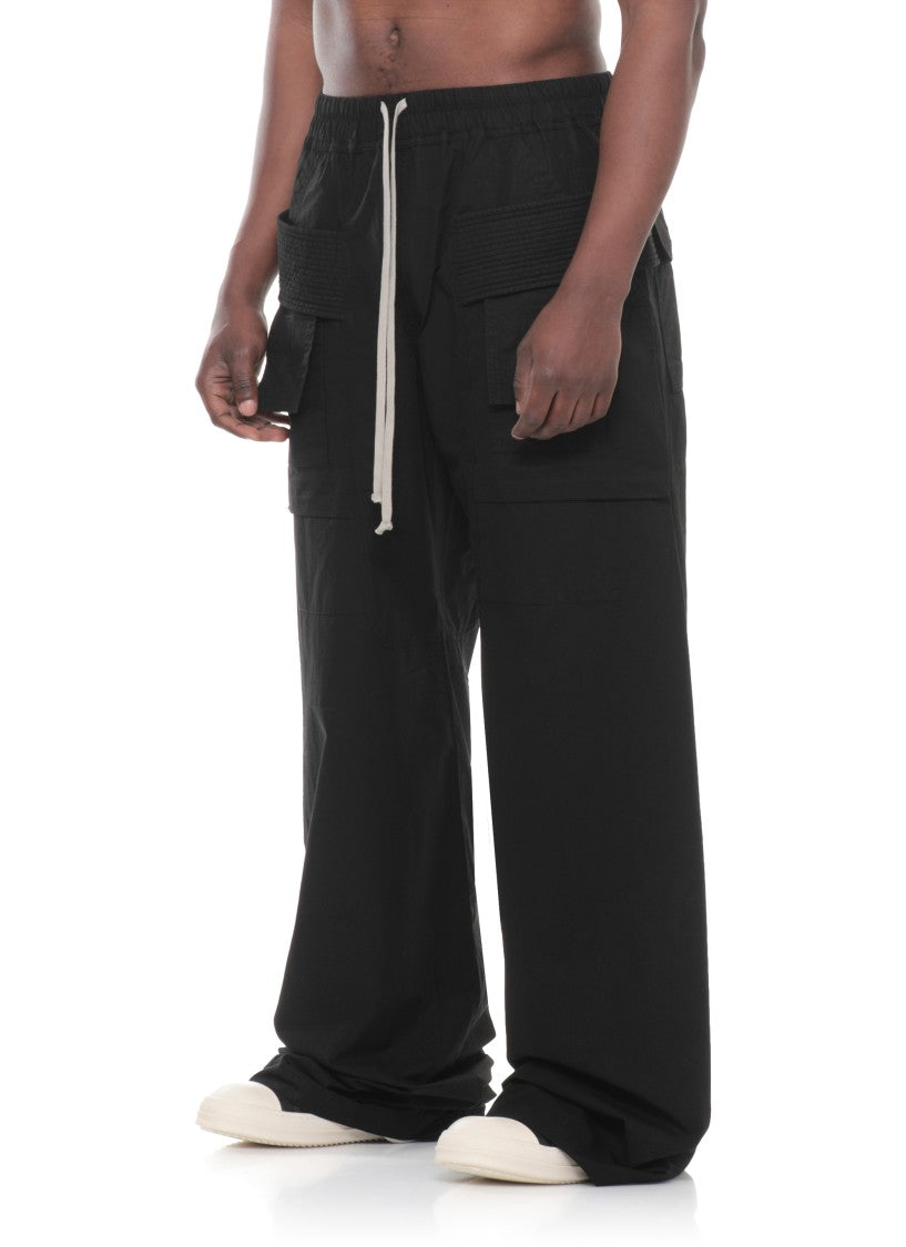 Drkshdw By Rick Owens Black Creatch Wide Cotton Cargo Pants