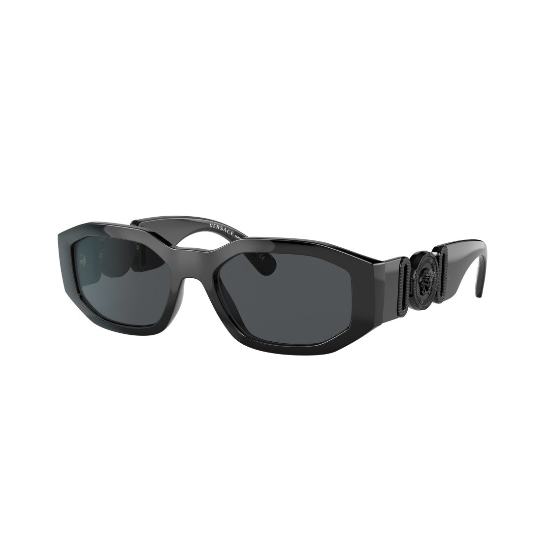 Versace Rectangular Black Nylon Sunglasses With Distinctive Emblem