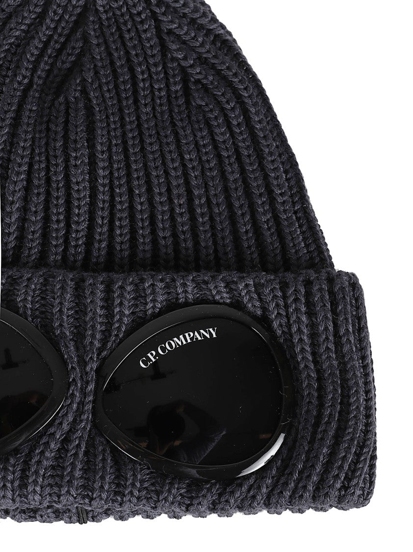 C.P. Company Ribbed Knit Beanie Hat With Integrated Goggle Lenses