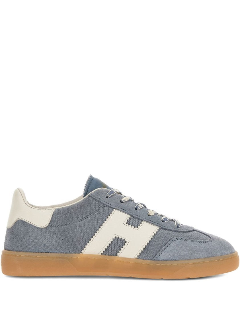 Hogan Lace-Up Suede Flats With Logo Accent And Gum Sole