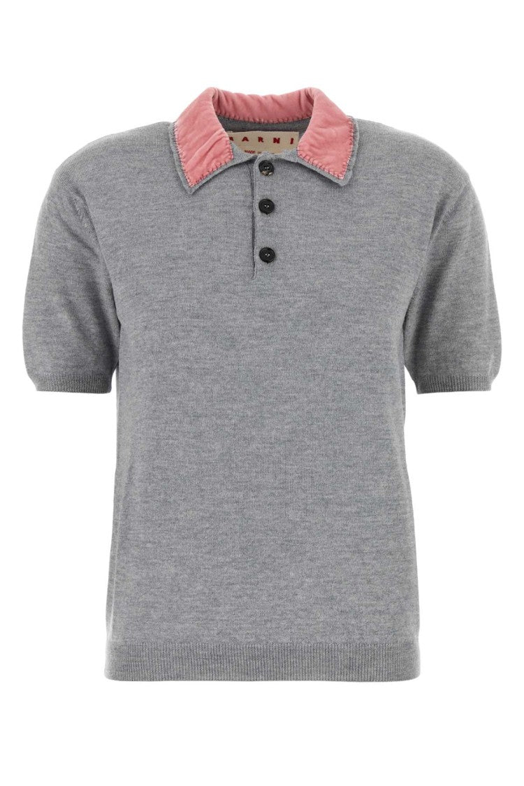 Marni Grey Wool Polo Shirt
