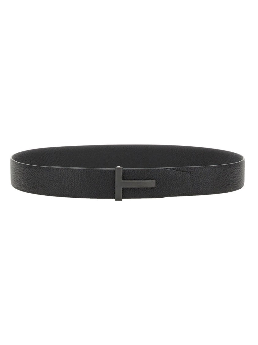 Tom Ford Reversible Calf Leather Belt With Rectangular Buckle