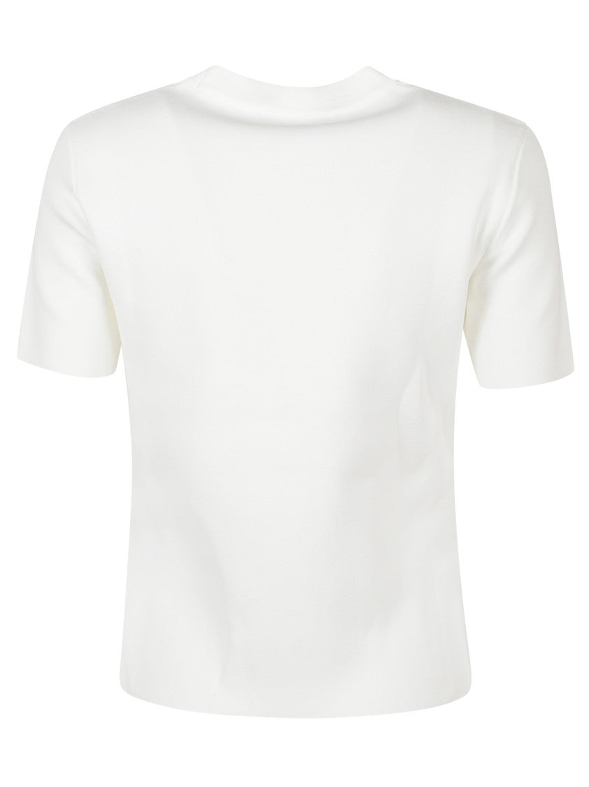 Max Mara Short-Sleeved Top With Crew Neckline And Embossed Logo