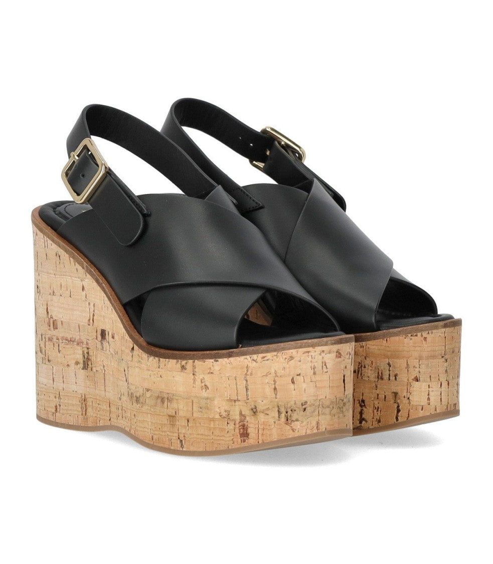 Paloma Barceló Begonia Black Wedge Sandal