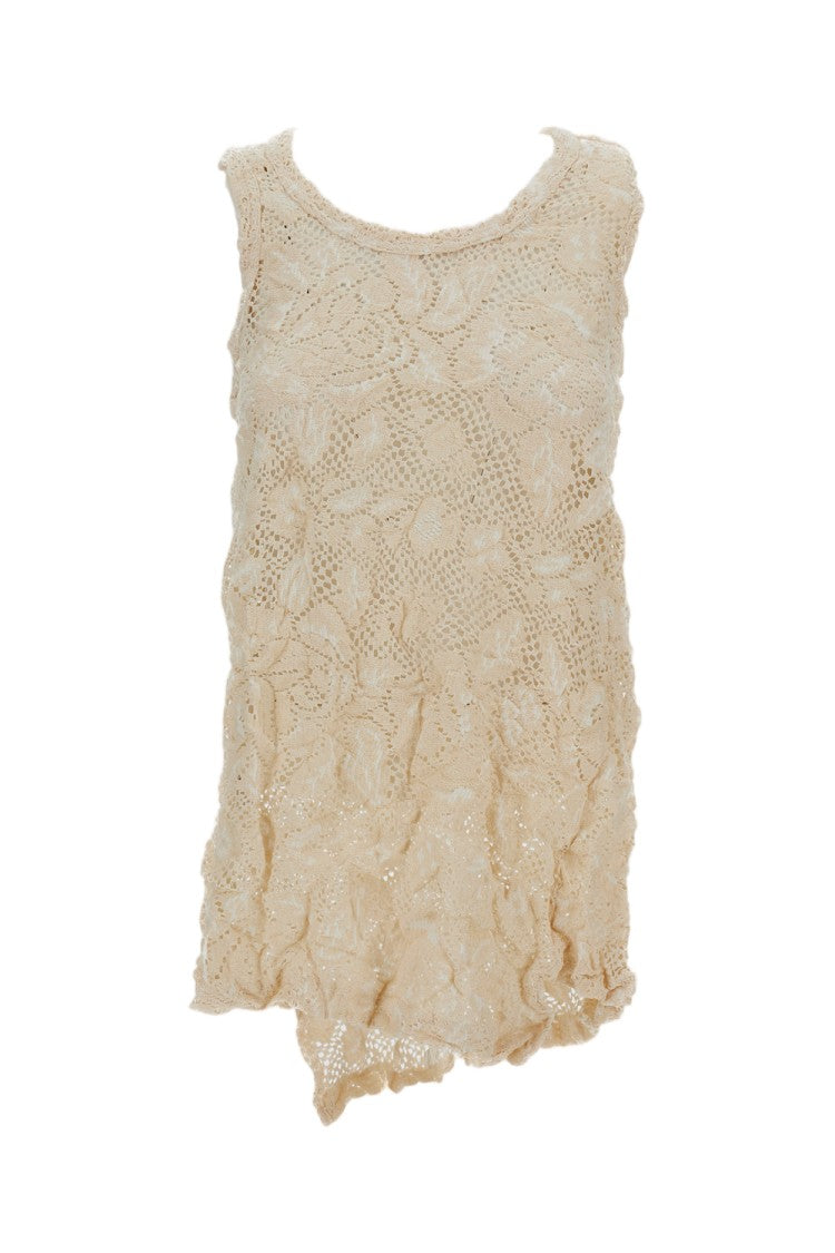 Comme Des Garçons Shirred Floral Embroidered Structured Top