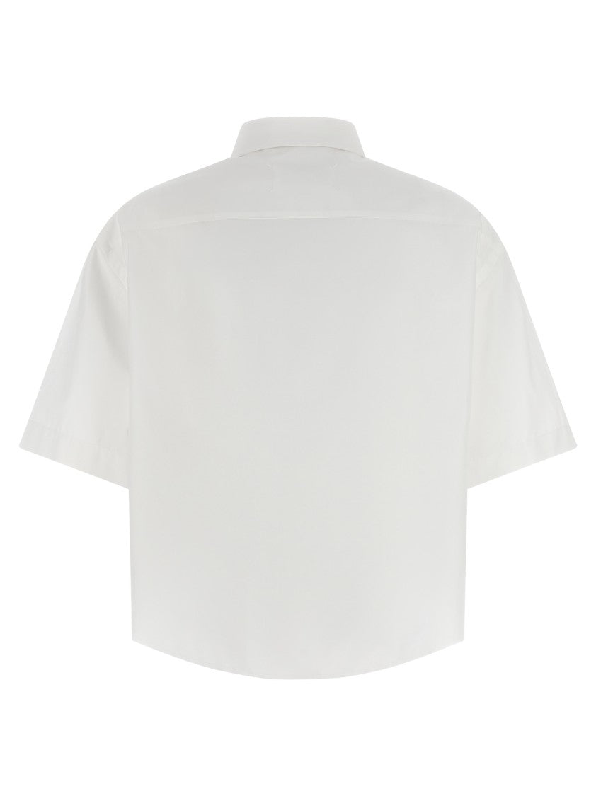 Maison Margiela Short-Sleeved Cotton Poplin Shirt With Asymmetric Hem And Four Stitches