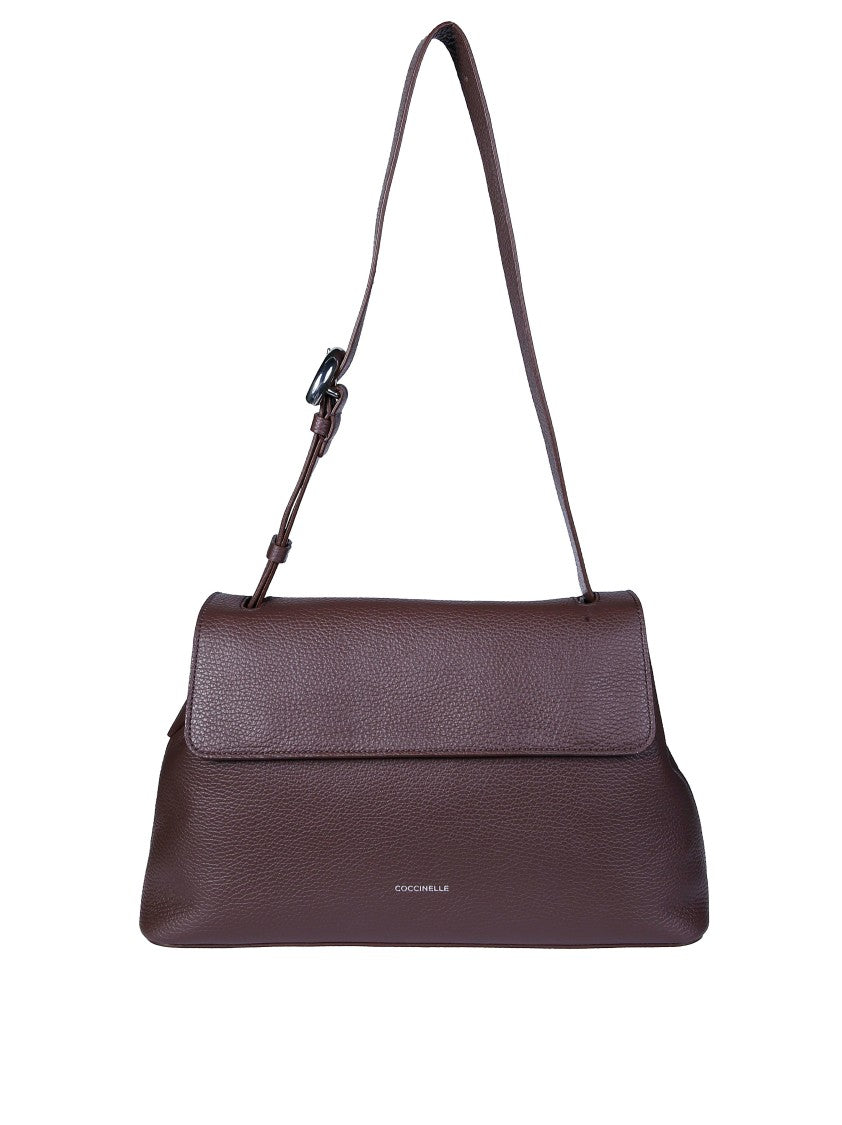 Coccinelle Brown Fern Structured Flap Shoulder Bag