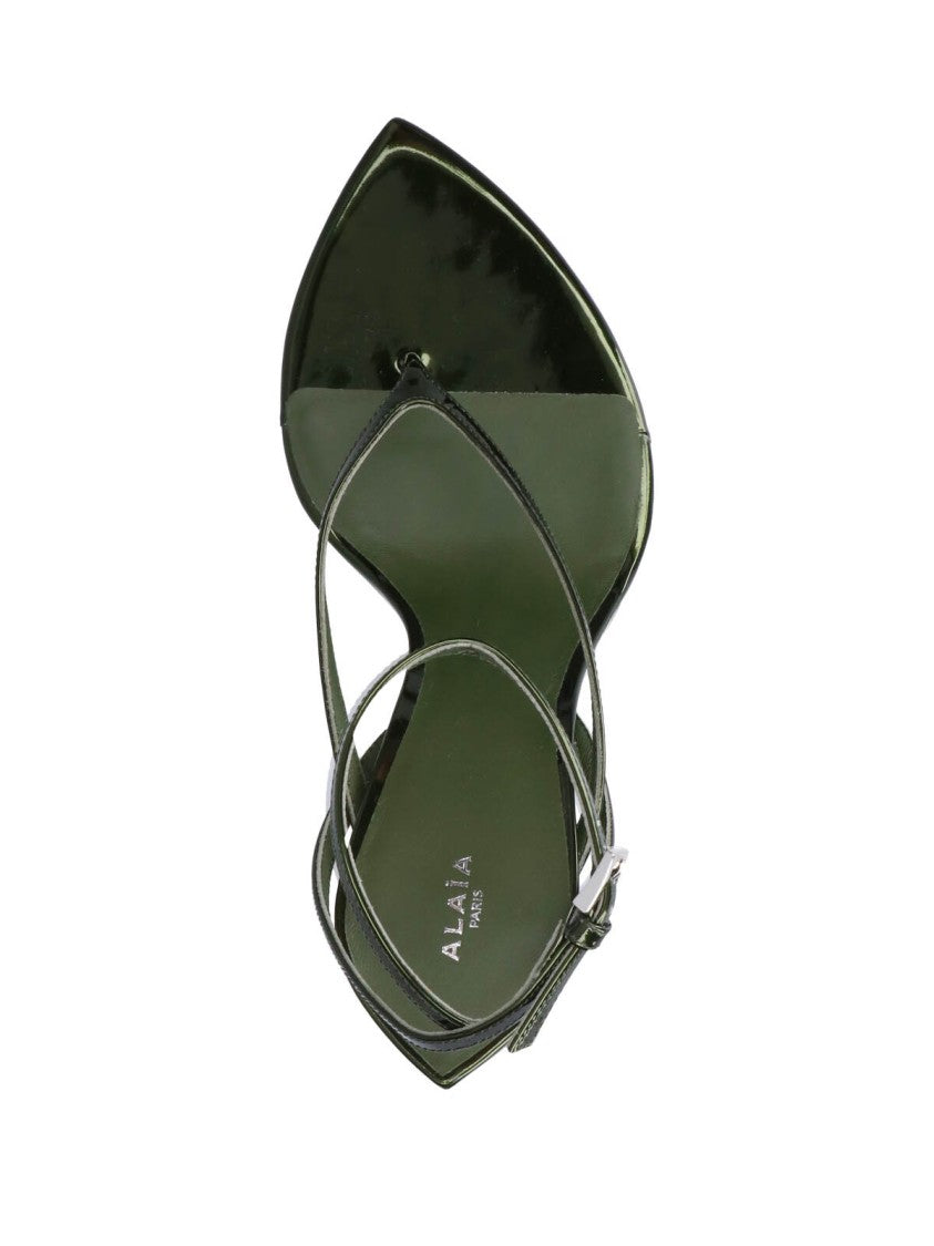 Alaïa Black Pointed Toe Transparent Wedge Sandals