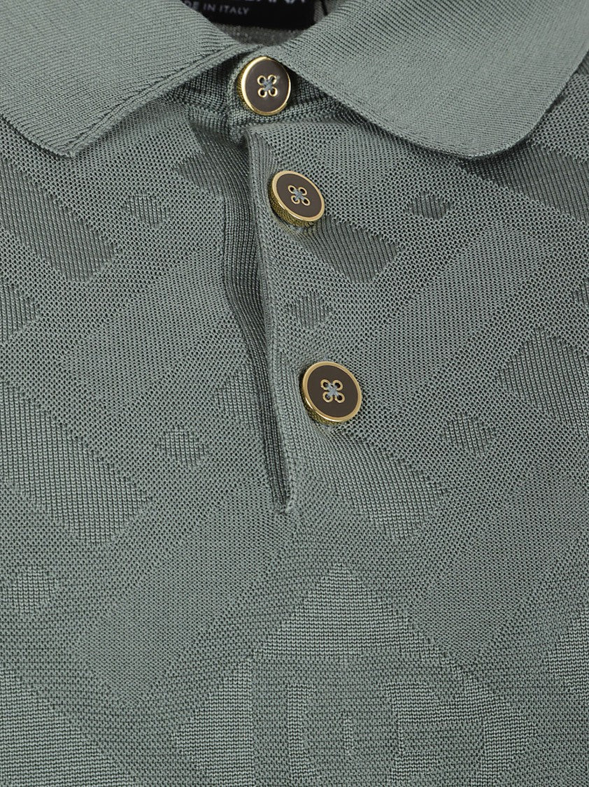 Dolce & Gabbana Silk Micropoint Grey Polo Shirt